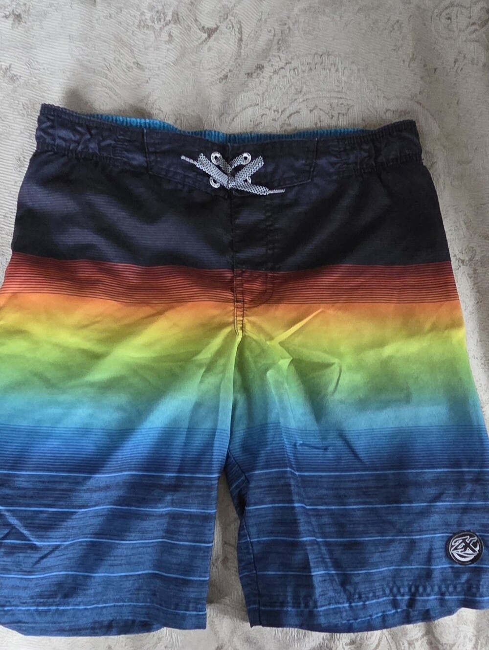 Kids Rainbow Stripe Swim Trunks